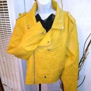 Leather yellow jacket